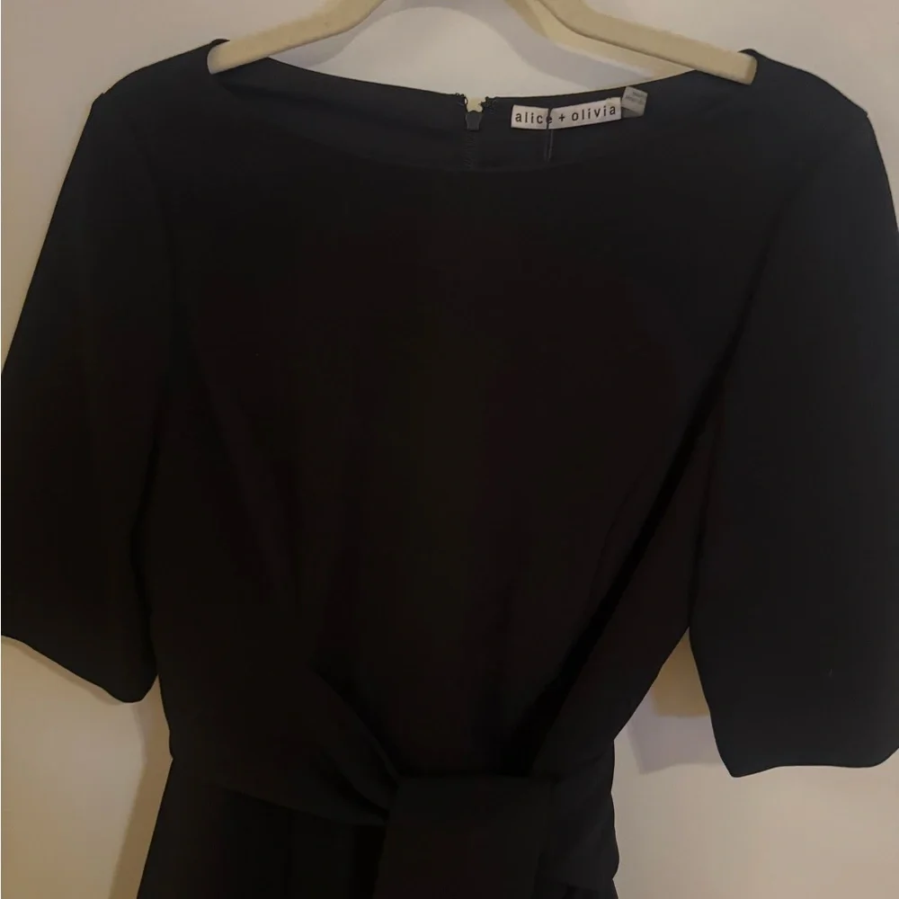Alice + Olivia Black Virgil Boat Neck Mini Dress - Picture 5 of 8